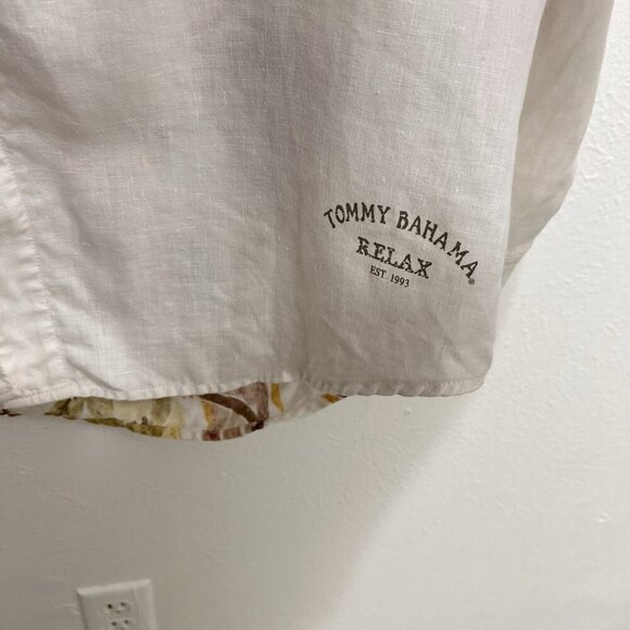 Tommy Bahama Coastal Floral Birds Of Paradise 100% Linen Button Up Shirt Size L - Picture 5 of 12